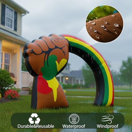 6FT Juneteenth Inflatable Archway Outdoor Decorations, Raised Fist Blow Up Yard Decor with LED Lights for Juneteenth Freedom Day Celebrations, Backyard Cookout Lawn Garden Porch Community Gatherings