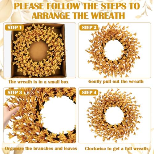 26 Inch Large Golden Yellow Fall Wreaths for Front Door, Fall Door Wreath