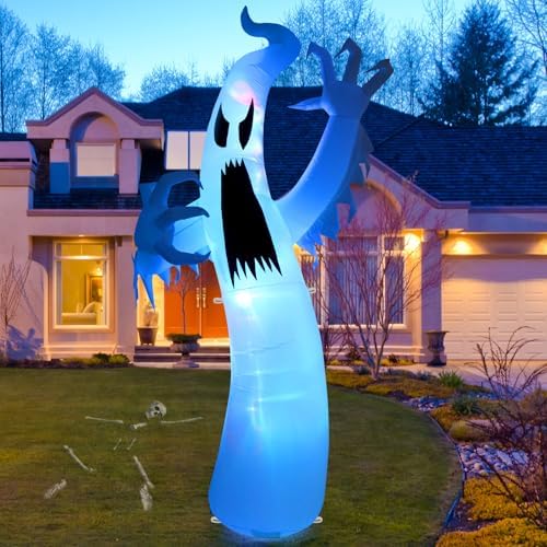 Sizonjoy 12 Ft Giant Halloween Inflatable Ghost, Blow Up Halloween Decorations Outdoor Built-in Changing LED Lights for Outdoor Indoor Yard Garden