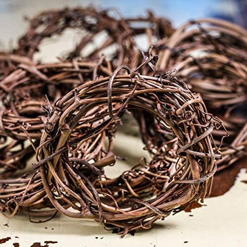 4 Inch Grapevine Twig Wreaths by Factory Direct Craft (36 Pieces) - Bulk Pack of 36 Natural Dried Vine Round Wreath Frames (4 inch Diameter)