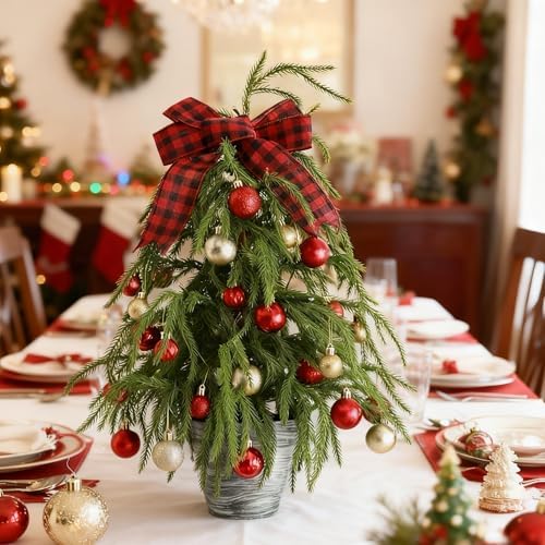 HipTree 2ft Pre-Lit Real Touch Norfolk Mini Christmas Tree for Table Decor