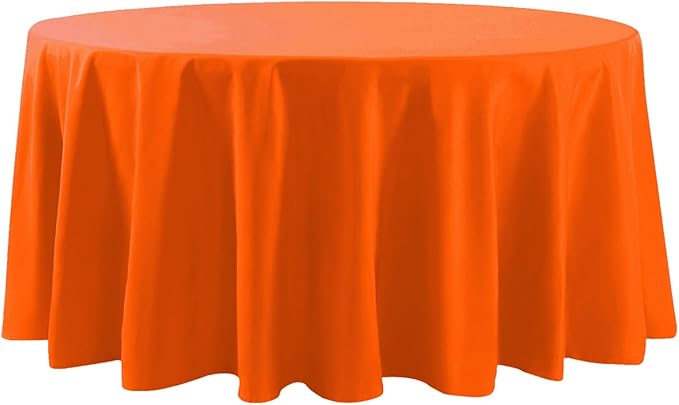 120 inch Round Tablecloth Washable Polyester Table Cloth Decorative Table Cover for Wedding Party Dining Banquet（120 inch,Orange）