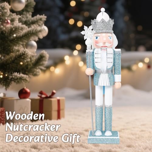 MUMTOP 15 Inch Christmas Nutcracker Decorations,Blue Table Wooden Figures