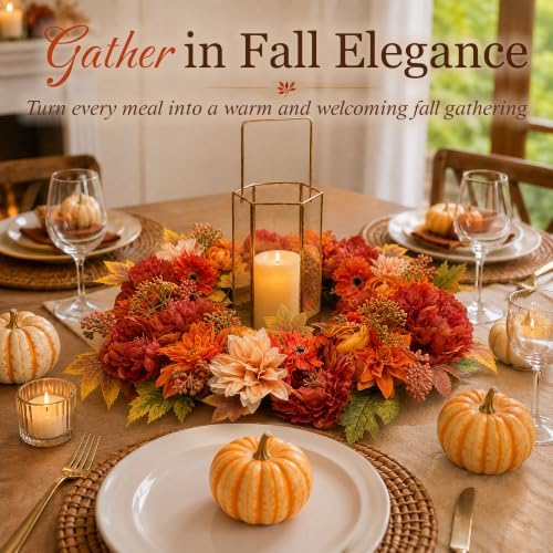 24 Inch Fall Wreaths for Front Door, Autumn Flower Wreath