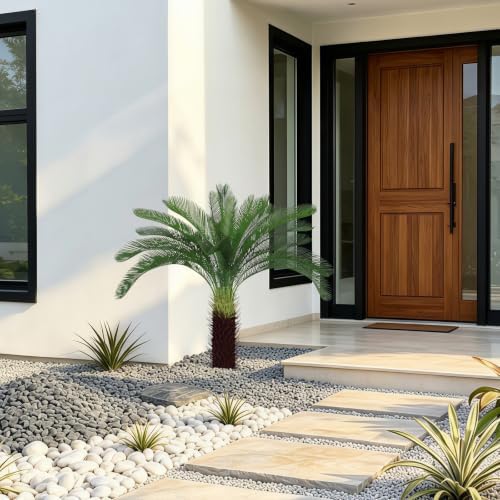 4Ft Artificial Sago Palm Tree with Lifelike Bark, Fake Cycad Tree Indoor