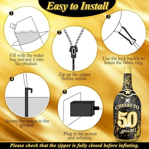 6FT 50th Birthday Inflatable Outdoor Champagne Bottle Decorations