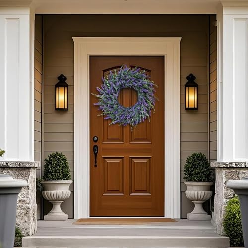 26'' Large Artificial Eucalyptus and Lavender Wreath for Front Door(Purple)