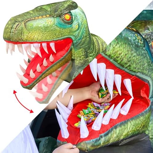 Joiedomi Animated Halloween Inflatable Outdoor Decorations, Trunk or Treat Car Decorations, Blow Ups Animated Dinosaur with LEDs for Halloween Yard Decoration