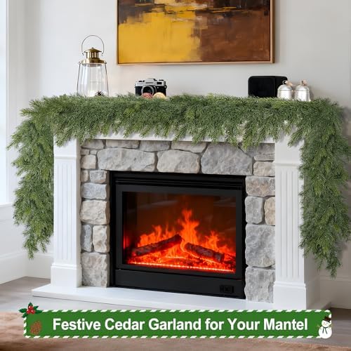 Artgar 6 Ft Realistic Christmas Cedar Garland, Thick Faux Green Garland