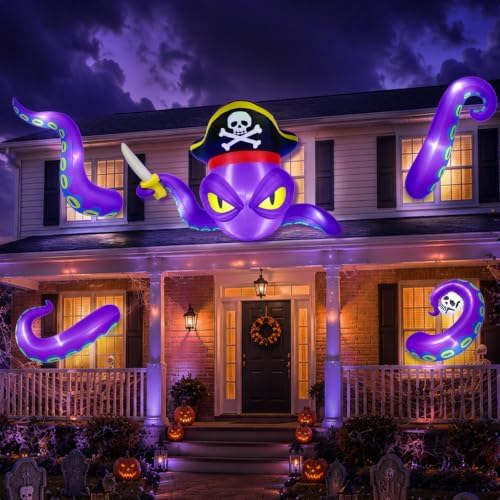 Halloween Inflatable Outdoor Decoration 9FT Pirate Octopus with 4 Tentacles