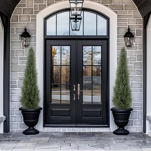 Bellacat 5ft UV Resistant Artificial Topiary Trees Outdoor, 60in Faux Cedar Tree with Full & Realistic Leaves, Fake Cypress Tree for Front Door Proch Patio Deck Balcony Yard Decor 2Pack