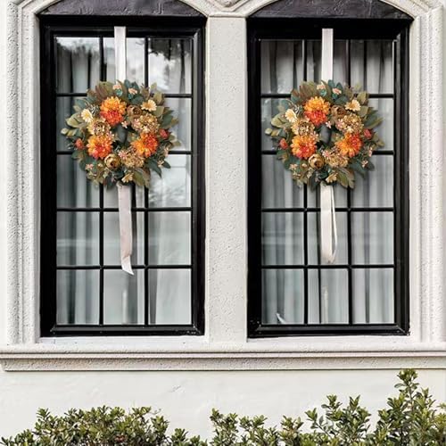 WANNA-CUL 24in Fall Front Door Wreath Dahlia Hydrangea Peony Table Decor