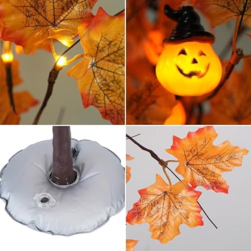 3Pcs Fall Trees Maple Tree with Lights 4Ft/5Ft/6Ft - Remote Control&Timer