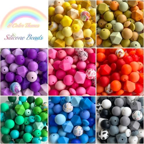 630Pcs Silicone Beads Bulk for Keychain and Bracelet Making Kit, 48 Colors