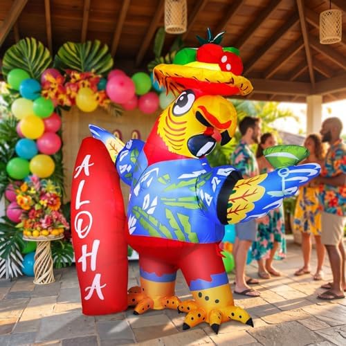 Leyndo 6.56x7.55ft Inflatable Parrot Decorations with LED Lights, Large