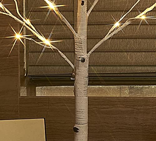 Hairui Pre Lit Birch Tree 2 Pack 4FT 72 Warm White LED White Christmas Tree for Indoor Outdoor Home Christmas Spring Easter Holiday Decoration Indoor Outdoor