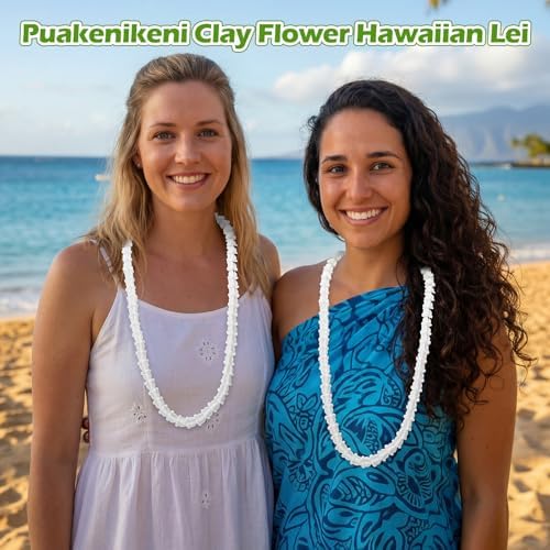 Jutom 100 Pcs White Crown Flower Beads for Hawaiian Lei Making