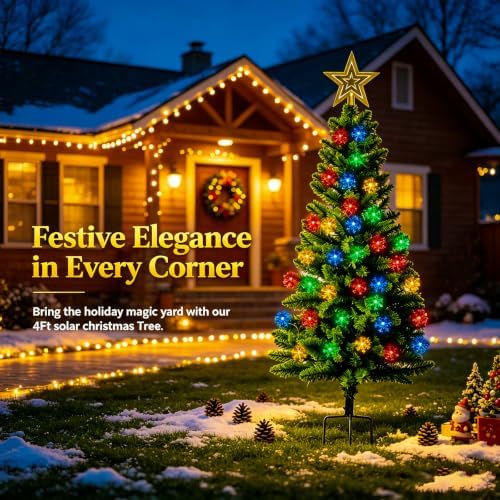 4FT 100LED Solar Christmas Tree for Outdoor Christmas Decorations