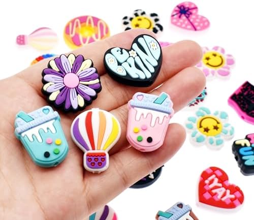 100 Pcs Foods Leisure Silicone Beads, Silicone Focal Beads for Keychain Making, Rubber Spacer Loose Beads for Pens Crafts Necklace Bracelet
