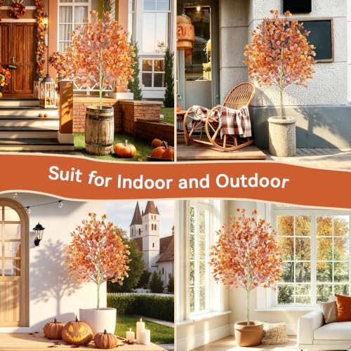 6ft Fall Tree Artificial Eucalyptus Tree,Indoor Outdoor Fall Decor