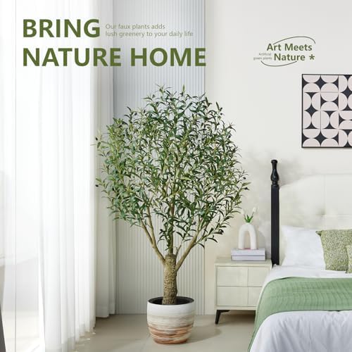VeriNatural 6FT UV-Resistant Artificial Olive Tree with Thick Trunk