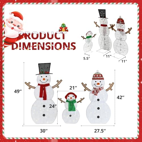 Lighted Snowman Family Outdoor Christmas Decoration, Set of 3