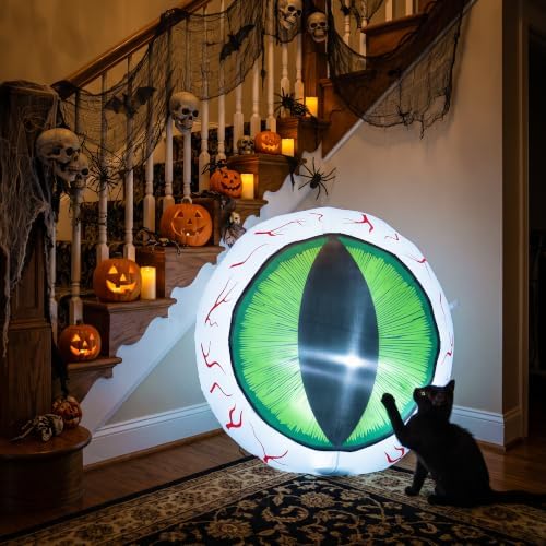 MUMTOP 4FT Halloween Outdoor Inflatable Eyeball Yard Decor with LED Lights