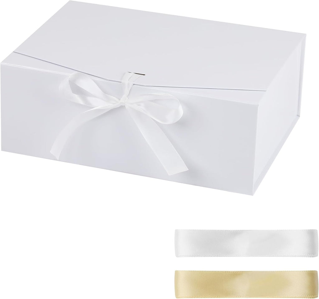 STOBOCTER Gift Box,20x16x7.2 Gift Boxes with Lids for Presents,White Magnetic Gift Box for Wrapping,Birthday, Wedding, Bridesmaid Proposal, Christmas,Includes Ribbon,Card