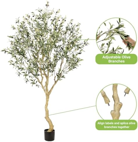 Realead 7FT Olive Trees Artificial Indoor - Tall Faux Olive Tree 7 Feet