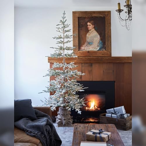 Balsam Hill Frosted Alpine Balsam Fir - Snow-Kissed Artificial Christmas Tree with Pre-Fluffed Memory Wire Branches and LED Clear Fairy Lights, 12'