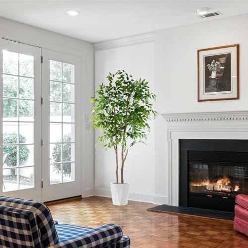 Warmplants Artificial Ficus Tree 6ft Fake Floor Plant with Woven Basket