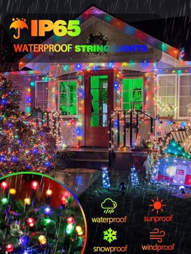 Solar Christmas Lights Outdoor, 4 Pack 132FT Solar String Lights MultiColor