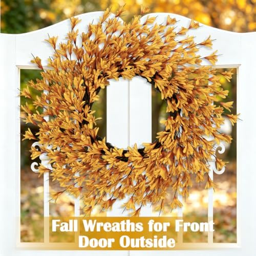 26 Inch Large Golden Yellow Fall Wreaths for Front Door, Fall Door Wreath