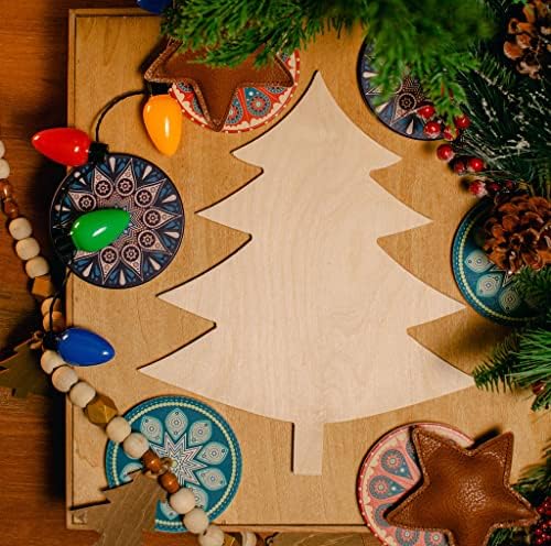 Wood Christmas Tree Cutout 12 inch, Pack of 6, Use as Wooden Door Hanger or Christmas Craft, by Woodpeckers