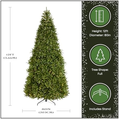 National Tree Company 12ft Pre-Lit Dunhill Fir Artificial Christmas Tree