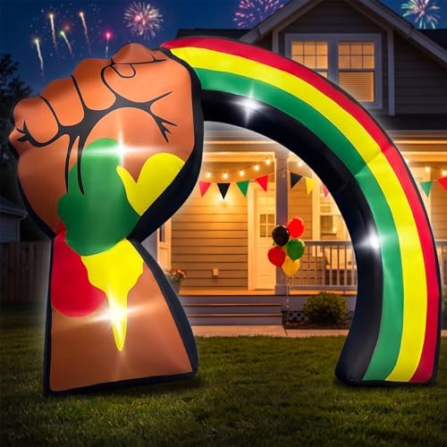 6FT Juneteenth Inflatable Archway Outdoor Decorations, Raised Fist Blow Up Yard Decor with LED Lights for Juneteenth Freedom Day Celebrations, Backyard Cookout Lawn Garden Porch Community Gatherings