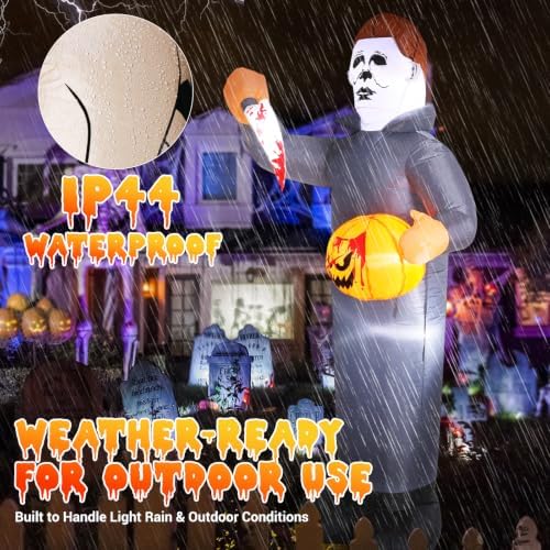 Elegear 6FT Masked Slasher Halloween Inflatable, Outdoor Yard Lawn Decor