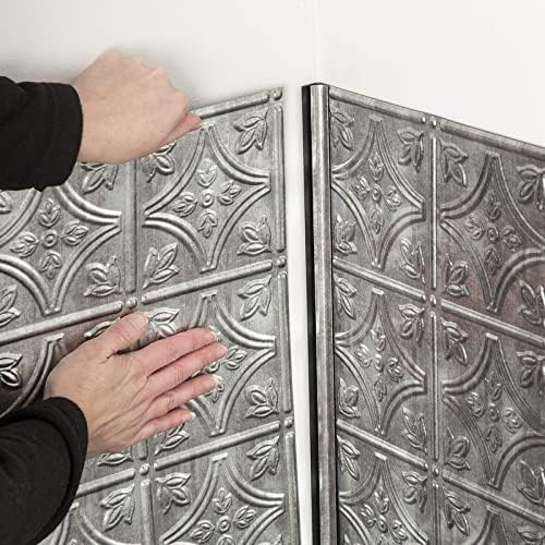 FASÄDE 47 in Vinyl Inside Corner Trim Crosshatch Silver (5 Pack)