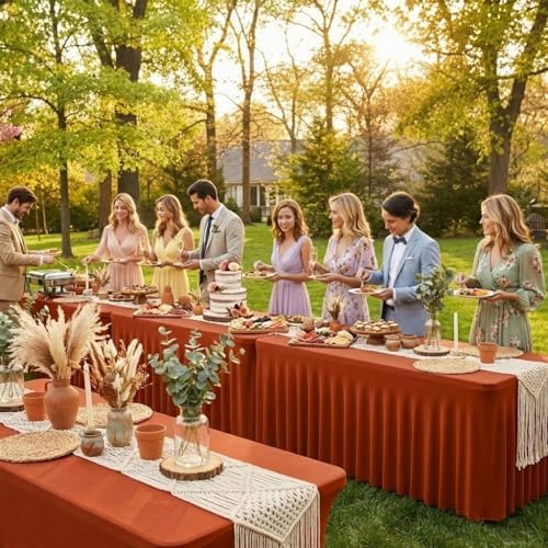 2 Pack Spandex Table Skirts for 8ft Rectangle Tables for Autumn Event