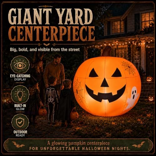 6FT Halloween Inflatable Pumpkin with LED Lights for Outdoor&Indoor Decor