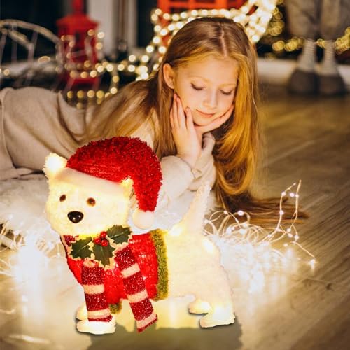 Bshine Lighted Christmas Dog Decor, Pre Lit LED Holiday Display
