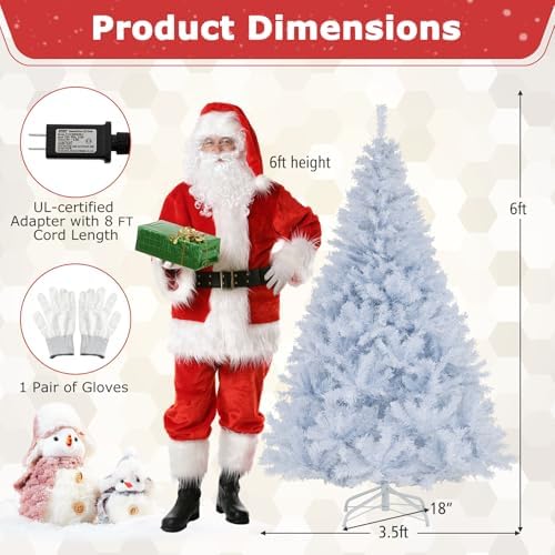 Goplus 6 FT Pre-Lit Christmas Tree with 280 Warm White & 3-Color LED Lights