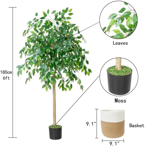 Artificial Ficus Tree, 6Ft