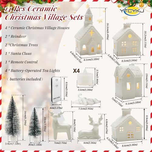 Christmas Village Sets,14 Pcs Christmas Decorations Indoor