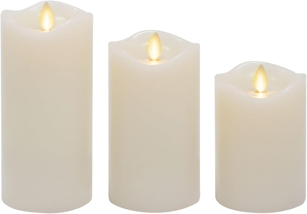 Co. Flameless Pillar Candles Ivory 3.0" x 4.5"/ 5.5"/ 6.5"