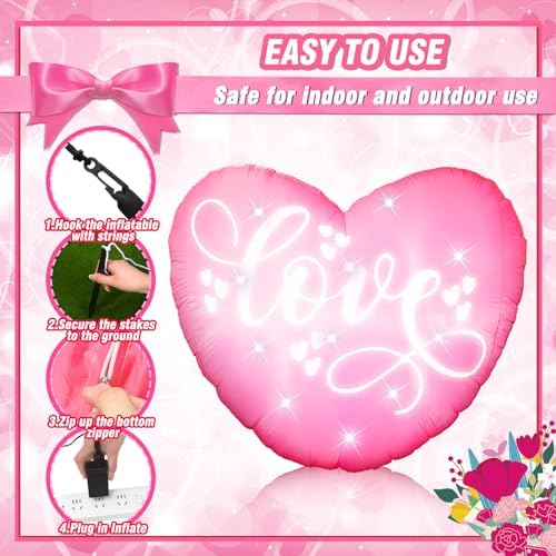 VIHOSE Inflatables Arch Outdoor Decorations Inflatable Arch Build in LED Lights for Party Supplies Decor(4.76 ft,Love)