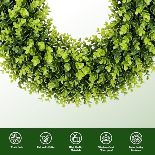 24" Artificial Eucalyptus Wreaths for Front Door Green Wreath All Seasons