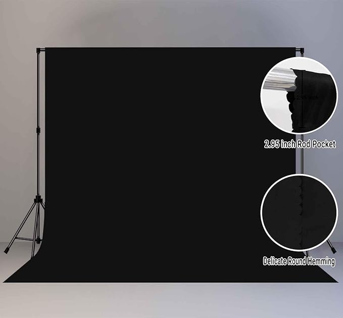 10x10ft Big Black Screen Backdrops Solid Black Photo Backdrops for Photoshoot, Photography Background for Meeting Wall, Party, Videos