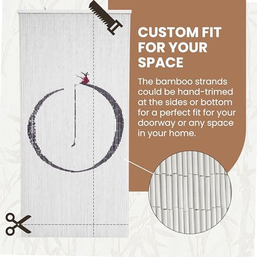Fishing Art Beaded Bamboo Curtain for Doorway 35.4" x 78.7"