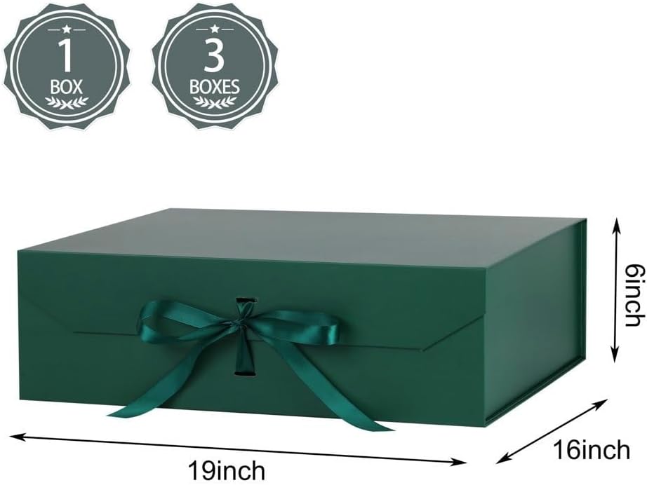 GoooodGift Extra Large Gift Box Green 1 Pack 19x16x6 inch Luxury Gift Box for...